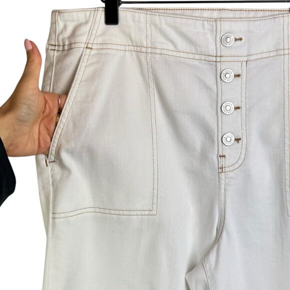 Chicos NWT 12P White Pull On Wide Leg Stretch High Rise Crop Jeans Pants Pockets - Picture 7 of 11